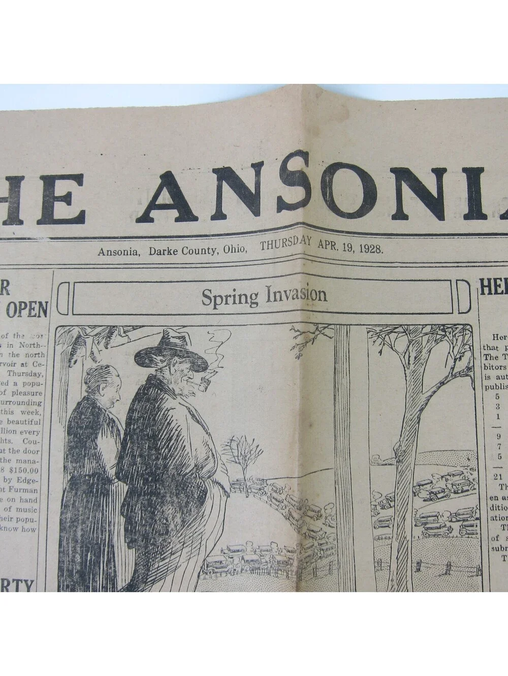 The Ansonian Newspaper Ansonia Darke County Ohio Thursday Apr 1928 Antique RARE